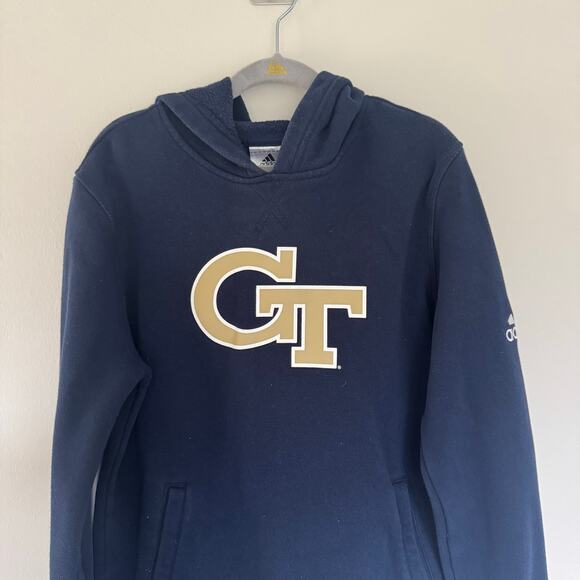 ADIDAS Georgia Tech Yellow Jackets Embroidered Logo Hooded Sweatshirt - Picture 2 of 5